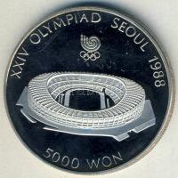 Dél-Korea 1987. 5000W Ag "Szöuli olimpia - stadion" T:PP