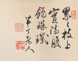 Jelzett kínai akvarell. 39x28 cm kartonon, szakadásokkal