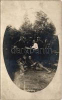 1918 Rózsahegy, Ruzomberok; Országos Hadigondozó gyógyintézet, katonák csoportja / WWI Austro-Hungarian K.u.K. military, group of soldiers. photo (fl)