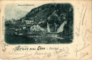 1903 Ötztal, Oetzthal (Tirol); Ebne mit Wasserfall / waterfall (EB)