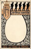 Viribus Unitis. 1916 Ostern II. Armee / WWI Austro-Hungarian K.u.K. military art postcard, Viribus Unitis propaganda and Easter greetings. Druck der Athenaeum Verlags und Druckerei A.G. Budapest (EK)