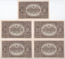 1920. 10K (5x) "a 077 881.749-881.753" sorszámkövetők T:I- az egyiken kis folt
Adamo K14