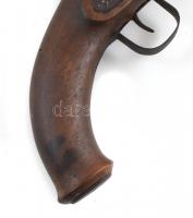 Régi pisztoly, fa és fém, h: 36cm