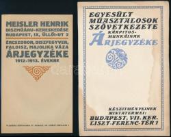 cca 1910-1920 7 db árjegyzék nyomdai próbanyomata