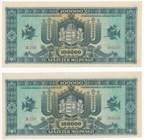 1946. 100.000MP (2x) "B 239 065107 - 065108" sorszámkövetők T:I-,II hajtatlan
Adamo P30