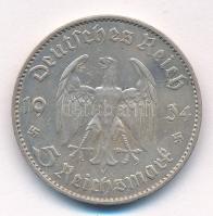 Német Harmadik Birodalom 1934F 5M Ag "Náci hatalom első évfordulója" T:2- ph. German Third...