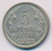 Litvánia 1925. 5L Ag T:2 Lithuania 1925. 5 Litai Ag C:XF Krause KM#78