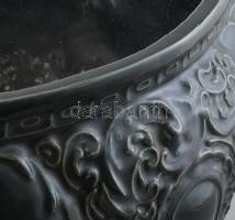 Zsolnay monumentális, pirogránit kaspó, irizáló zöldes mázzal, jelzett, lepattanásokkal, vízkőnyomok...