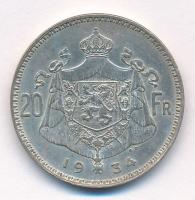 Belgium 1934. 20Fr Ag "Albert" T:2 Belgium 1934. 20 Francs Ag "Albert" C:XF Krau...