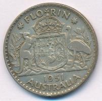 Ausztrália 1951. 1Fl Ag "50 éves jubileum" T:2-,3 patina Australia 1951. 1 Florin Ag "...