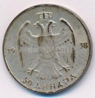 Jugoszlávia 1938. 50D Ag "II. Péter" T:2- patina Yugoslavia 1938. 50 Dinara Ag "Petar...
