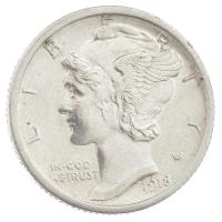 Amerikai Egyesült Államok 1918S 10c Ag "Mercury" T:1-
USA 1918S 10 Cents Ag "Mercury...