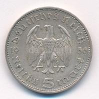 Német Harmadik Birodalom 1936F 5M Ag "Hindenburg" T:2 German Third Reich 1936F 5 Mark Ag &...