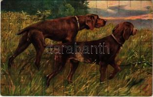 Hunting dog art postcard (EK)