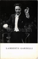 Lamberto Gardelli, olasz karmester. Hátoldalon meghívó a Margitszigeti Színpad előadására / Lamberto Gardelli, Italian conductor (EK)