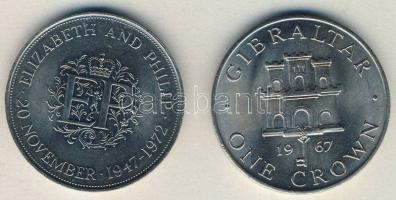 Gibraltár 1967. 1C "Kastély" T:1/2 + 1972. 25p "Erzsébet és Fülöp" T:2