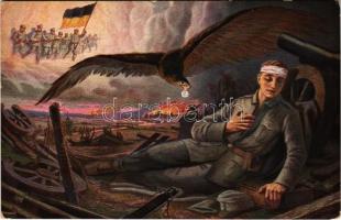 1915 Der Traum des verwundeten Kriegers / WWI Austro-Hungarian K.u.K. military art postcard, the dream of the injured soldier (EK)