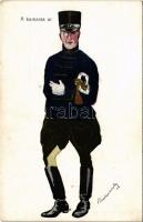 A kamarás úr / Austro-Hungarian K.u.K. military art postcard. Rotophot Budapest 2993. s: Matavovszky (ázott sarok / wet corner)