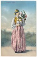 Türkin im Hause / Turkish folklore, lady with flowers (EB)