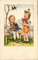 Children art postcard, singing. ERIKA Nr. 3397. (EK)