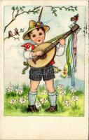 Children art postcard, singing. ERIKA Nr. 3400. (EK)