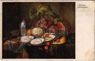 Leckerbissen / Still life art postcard. G.G.W.II. Nr. 288. s: I. de Heem (EK)