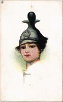 Lady art postcard. F.H. & S. W. IX. Nr. H. 314. s: O. J. Romann