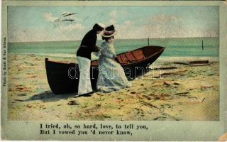 1909 I tried, oh, so hard, love, to tell you, But I vowed youd never know romantic couple. Photo by Scott & Van Altena. Theodor Eismann, Leipzig and New York Illustrated Song Serie No. 1825/3. (vágott / cut)