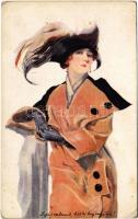 1915 Lady art postcard (EK)