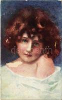 1917 Morgentoilette / Lady art postcard. Salon J. P. P. 2153. s: A. Achini (felületi sérülés / surface damage)