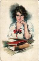 1919 Lady art postcard. WSSB No. 5554. s: Court Barber (EK)