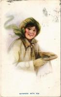 1916 Anywhere with you Lady art postcard. The Carlton Publishing Co. Series No. 674/6. s: Barley (EK)