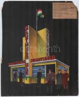 Jelzés nélkül: Mauthner pavilon terv, Budapesti Nemzetközi Vásár, 1934. Vegyes technika, papír. Sérülésekkel, sarokhiánnyal, 31x25 cm