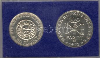 1981 50Ft+100Ft "Szt. István" ezüst tokban T:BU