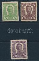 1918 Kiadatlan sor 3 klf bélyege (rozsda / stain)