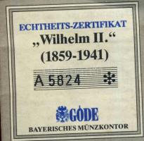 NSZK / Magánkiadás 1991. "II. Vilmos császár" újezüst emlékveret T:PP tanúsítvánnyal