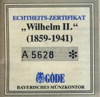 NSZK / Magánkiadás 1991. "II. Vilmos császár" újezüst emlékveret T:PP tanúsítvánnyal