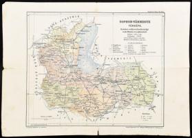 Sopron vármegye térképe, 1:350 000, kiadja: Kogutowicz és Tsa Magyar Földrajzi Intézete, szakadással, 27×37 cm