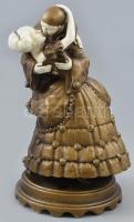 Német figura, Pierot és hölgy táncol. Kézzel festett porcelán, jelzett, korának megfelelő lepattanásokkal, kopásokkal, m: 30 cm