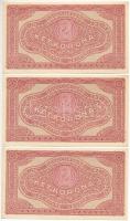 1920. 2K (3x) "2ab 040 * 921573-921575" csillagos sorszám, sorszámkövetők T:I-,II folt
Ad...
