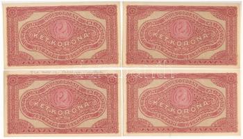 1920. 2K (4x) "2ab 069 * 346315-346318" csillagos sorszám, sorszámkövetők T:II az egyik há...