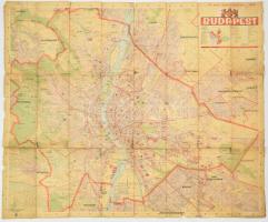 1944 Budapest térképe, szakadásokkal, 74×96 cm