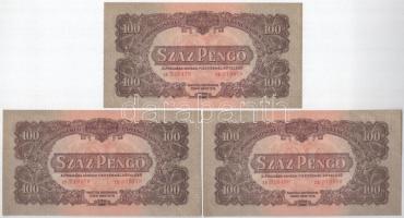 1944. 100P (7x) "A Vöröshadsereg Parancsnoksága", "EB 519474-519480" sorszámköve...