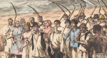 Breznay József (1916-2012)-Mácsai István (1922- 2005): Aratósztrájk. Színezett rézkarc, papír, felte...