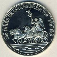 NSZK / Magánkiadás 1991. "Brandenburgi kapu" újezüst emlékérem T:PP