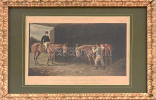 1888 Francis Cecil Boult festménye után: I Should Say Your Horse Would Die. Színes litográfia, papír. Paszpartuban, dekoratív, üvegezett keretben, 31,5x25 cm