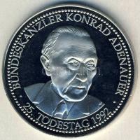 NSZK / Magánkiadás 1992. "Konrad Adenauer" újezüst emlékérem T:PP