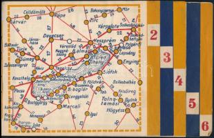 cca 1920-1930 Magyarország autótérképe kilométer mutatóval. A Sárga Sphinx Benzin benzinkúthálózat r...