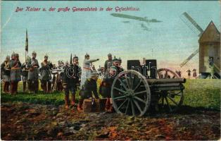 1914 Der Kaiser u. der große Generalstab in der Gefechtlinie / WWI German military, Emperor Wilhelm II and officers in the firing line (EB)