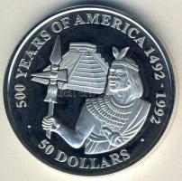 Cook-szigetek 1990. 50$ Ag "Amerika 500 éve-inka herceg" T:PP